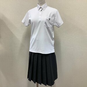 I275/Y(中古)山形県 東海大学山形高校 女子制服2点 /指定品/現行/旧制服/M/W69/丈57/ポロシャツ/夏スカート/グレー/夏服/校章刺繍入/学生服