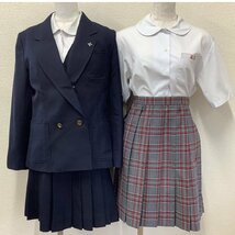 I278/Y(中古)山形県 荒砥高校 女子制服6点 /旧制服/校章/165A/W66/丈49/ブレザー/ブラウス/スカート/チェック/冬服/合服/夏服/学生服_画像1