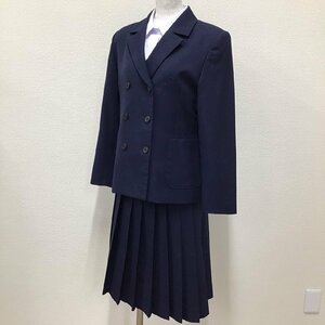 O406(中古)広島・兵庫方面 女子制服3点 /校名不明/11/L/W69/丈63/ブレザー/ブラウス/冬スカート/KANKO/TOMBOW/紺/冬服/中学校/高校/学生服