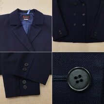 O406(中古)広島・兵庫方面 女子制服3点 /校名不明/11/L/W69/丈63/ブレザー/ブラウス/冬スカート/KANKO/TOMBOW/紺/冬服/中学校/高校/学生服_画像3