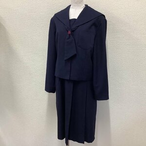 I290/Y(中古)福島県 二本松市立 第三中学校 女子制服2点 /指定品/LL/W71/セーラー/スカート/タイ/くにおか/関東襟/冬服/紺/女子/学生服