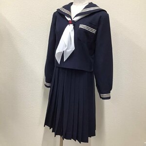 O287/(中古)兵庫県 竜山中学校 女子制服3点 /5/W63/丈57/冬セーラー/冬スカート/スカーフ/冬服/紺/白/中学校/女子学生/制服/学生服