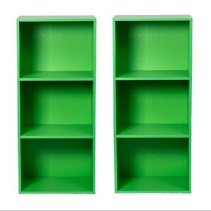 【送料無料】新品カラーボックス3段 2個セット(グリーン) カラーボックス MUJI ブックシェルフ 収納棚 本棚 容量 棚