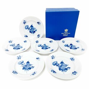 【磁器】ロイヤルコペンハーゲン(ROYAL COPENHAGEN)プレート 8093 ブルーフラワー プレイン 6枚セット 約17.5cm 陶器 食器 ケーキ皿 箱