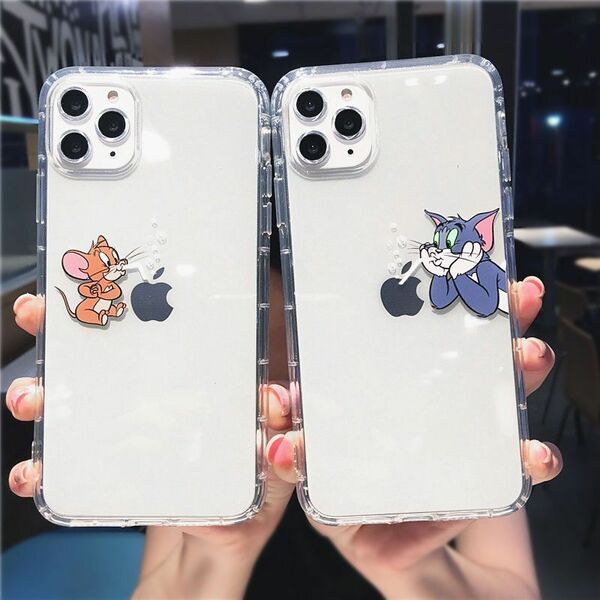 iPhone12Promaxケース トムとジェリー TPU クリア キャラクター かわいい カップル スマホケース iPhone11 12 13 14 Pro max mini ケース