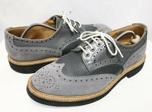 英国製 Tricker's トリッカーズ バートン ウィングチップシューズ グレー UK9/Fit.5/27.5cm程度 カントリー ビジネス 靴