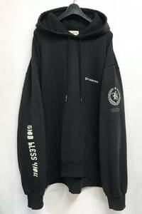 46サイズ◆FORSOMEONE RH BIG HOODIE フォーサムワン ビッグシルエット スウェットパーカー 黒 Black