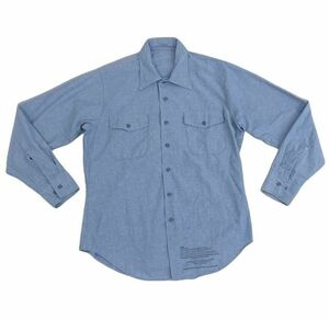 90's 1997 米軍 海軍 U.S NAVY ミリタリー シャンブレーシャツ chambray Shirt 8405-01-074-4907 M-34 SL [l-0856]