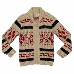 70's touche sportswear ビンテージ カウチンセーター Cowichan sweater ビッグリボウスキ タロンリングジップ M [l-0846]