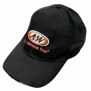 90's 00's ビンテージ キャップ A&W エンダー ALL AMERICAN FOOD 帽子 CSA INC 浅め ストラップバック ブラック 黒 [ta-0939]