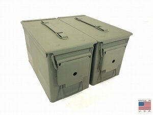 【米軍放出品】☆アンモボックス2個セット M2A1 AMMOBOX ミリタリー アンモ缶 アーモ缶 アモカン 工具箱 弾薬箱 サバゲー(100)AL14AK-W#23