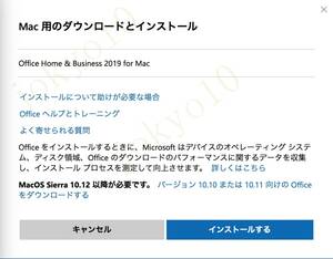 Office for Mac 2019 Home and Business プロダクトキー 2台MAC用 