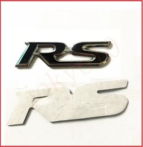 送料無料 黒色 ブラック RS ステッカー 立体ロゴ シルバー 銀 ドレスアップ 外装 3D シール カスタム パーツ 両面テープ付属 簡単取付_画像2