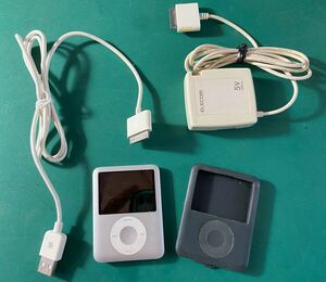 iPod nano (第3世代) A1236 シルバー ＋ USBケーブル ＋ 充電器 ＋ シリコンケース