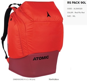 40%OFF!*ATOMIC2024*EQUIPMENT*RS PACK 90L RED/RIO RED*AL5045320