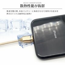 充電ケーブル 2m 2本セット ナイロン素材 ライトニングケーブル 急速充電対応 iPhone iPad AirPods Apple 転送 断線しづらい 頑丈 新品_画像5