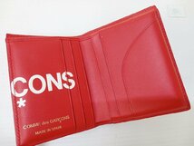 [15A-512-018-1] Comme des Garcons コムデギャルソン Huge Logo SA0641HL 財布 二つ折り 本革 レッド 赤_画像6