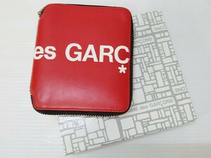 [15A-512-019-1] Comme des Garcons コムデギャルソン Huge Logo SA2100HL 財布 二つ折り 本革 二つ折りジップ財布 レッド 赤