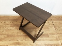サイドテーブルZ型デザイン　木目調ダークブラウン　ソファーテーブル　作業台・デスク　リビングテーブル_画像3