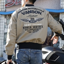 【在庫あり 即納】VANSON XLサイズ バンソン メッシュ MA-1 ジャケット VS23101S ベージュ/ブラック XL (春夏モデル)_画像4