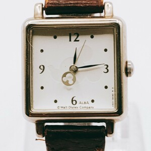 #2【Disney】SEIKO セイコー ALBA アルバ V501-5010 腕時計 アナログ 3針 白文字盤 時計 トケイ アクセサリー ヴィンテージ アンティーク