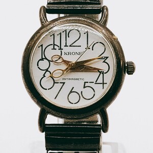 【レトロ】KRONE クローネ 腕時計 アナログ 3針 ハサミ 鋏 白文字盤 時計 とけい トケイ アクセサリー ヴィンテージ アンティーク 手芸