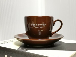 STARBUCKS　COFFEE CUP スターバックス　コーヒーカップソーサセット　チョコレートブラウン　非売品　300ml　電子レンジ食洗機可能