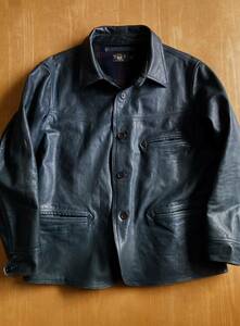 RRL インディゴレザーカーコート XL Indigo Herren Leather Jacket (レザージャケットラルフローレンビンテージ