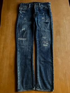 新タグ ラルフローレン VARICK SLIM STRAIGHT JEAN W80cm 28/32 パッチワーク加工 POLO by Ralph Lauren デニムジーンズRRL