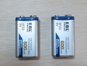 ９Ｖリチウムイオン電池　２個　EBL 電池充電器セット