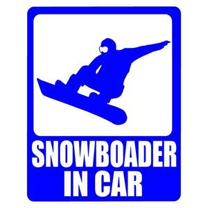ステッカー SNOWBOADER in CAR【青】 【15x11.5cm】 スノーボーダー イン カー カッティングステッカー アウトドア ブルー