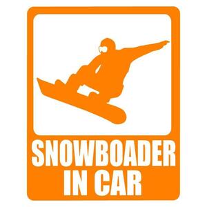 ステッカー SNOWBOADER in CAR【オレンジ】 【15x11.5cm】 スノーボーダー イン カー カッティングステッカー アウトドア