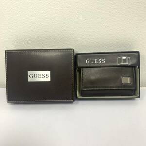 【未使用】箱付き GUESS キーケース 6連 ゲス 鍵 キー サイズ約10㎝×7㎝ GENUINE LEATHER 本革 ロゴ プレート レザー ブラウン 茶 管k13