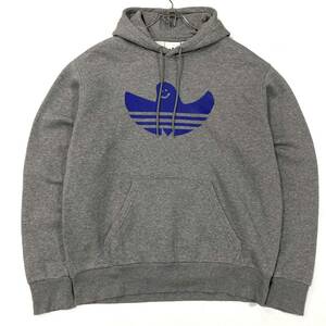 adidas(アディダス)スウェットパーカー フーディ マークゴンザレス プリントロゴ 裏起毛 メンズO グレー系