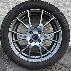 【最終出品】【程度良好】weds LEONIS スタッドレス4本セット 16インチ 6J +45 PCD100 195/50R16【送料着払】　ミシュランタイヤバッグ付