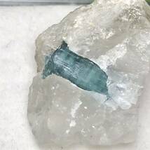 【鉱石】 天然 ブルー トルマリン 原石 23.40Ct アフガニスタン産 母岩付き 鉱物標本 天然石 パワーストーン パライバブルー_画像1