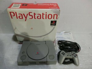 T【U2-98】【80サイズ】▲PS1 プレイステーション 本体セット SCPH-5500/通電可/ジャンク扱い/※傷・汚れ・外箱傷み有