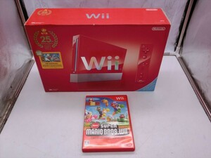 T【3け-94】【100サイズ】ニンテンドー Wii 本体セット スーパーマリオ25周年仕様/通電可/ジャンク扱い/※説明欄必読