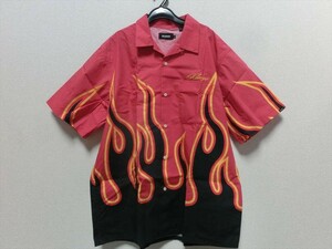 T【ユ3-45】【60サイズ】▲XLARGE エクストララージ/FLAME アロハシャツ/半袖/メンズ/XLサイズ/※汚れ有