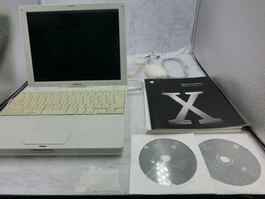 T【3か-70】【140サイズ】iBook G4 M9426J/A /A1054/MacOS X/10.3.3 ノート型PC/通電・起動可/ジャンク扱い/※経年品