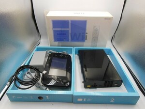 T【カ4-81】【100サイズ】任天堂 Wiiu ゲーム機本体セット クロ 32GB/WUP-101 010/ジャンク扱い/通電可/※傷汚れ・ヤケ有