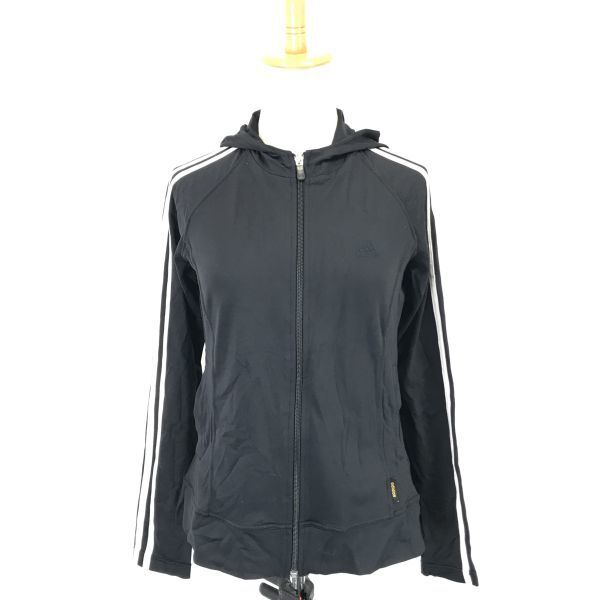 アディダス/adidas★薄手/パーカー/ジャージ【レディースM/黒×白/black×white】トラックジャケット/Jackets/Jumpers◆BH394