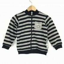 送料込★アルマーニジュニア★リバーシブル/ジップアップパーカー【男の子4A・105/グレー×ネイビー/ボーダー】ARMANI JUNIOR◆BF921_画像1