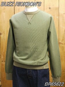 新品 バズリクソンズ SET-IN CREW NECK SWEAT SHIRT オリーブ M 無地スウェット BR65622 buzzricksons