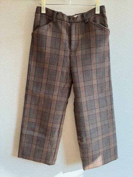 SUNSEA 19AW CARAMEL CHECK WIDE PANTS