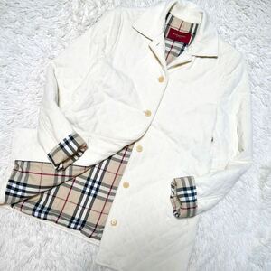 ★大きいサイズ★ バーバリーロンドン キルティングジャケット 40size ノバチェック レディース アイボリー BURBERRY LONDON O75