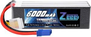 【送料無料】未使用：２個セット Zeeeリポバッテリー6S 22.2V 100C 6000mAh EC5コネクター