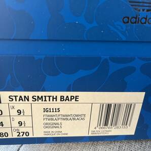 BAPE X ADIDAS STANSMITH APE ブラック スタンスミス 28cm 30周年コラボ 限定 レア 新品 白 アディダス アベイシングエイプの画像4