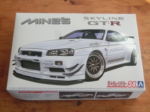 ジャンク 開封あり ホイールパーツ欠品 1/24 アオシマ ザ★チューンドカー 34 マインズ BNR34 スカイラインGT-R `02 Mine's