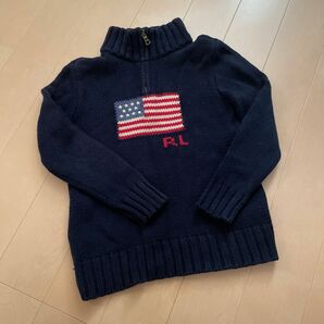 美品 ＊レア＊POLO ラルフローレン 星条旗 ロゴ RL ハーフジップ ニット セーター